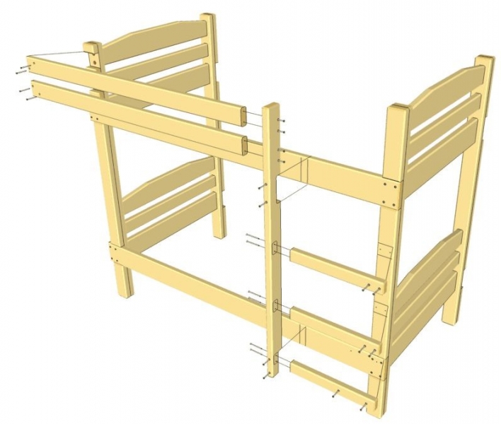 Двухъярусная кровать своими руками из дерева с чертежами