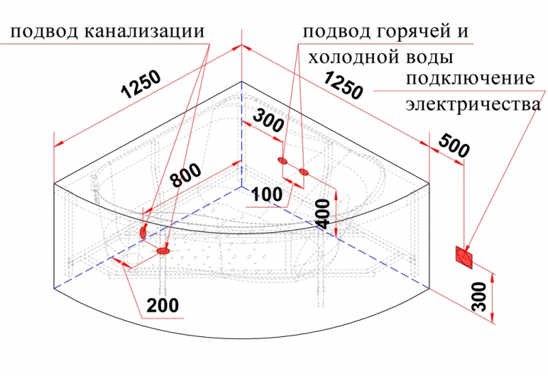 Интерьер с угловой ванной