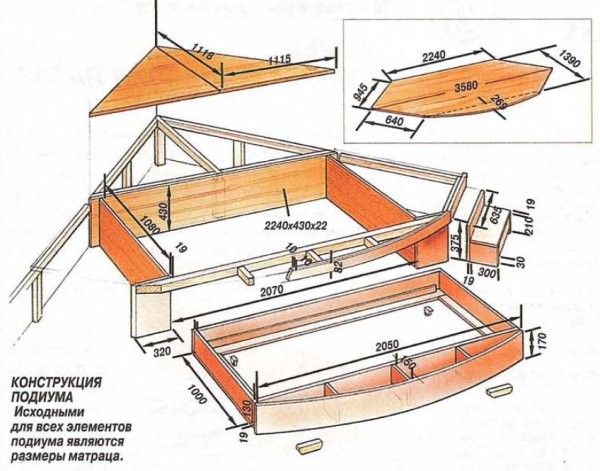 	Кровать подиум своими руками: чертежи и монтаж	