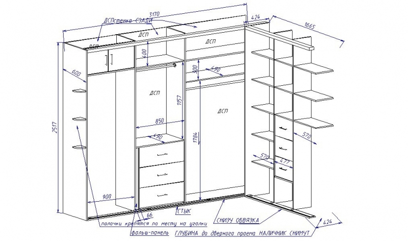 Расчет шкафа купе своими руками — каркас и двери