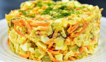 Салат с куриным филе и яйцом