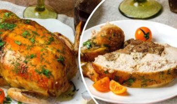 Курица, фаршированная печенью и сухофруктами