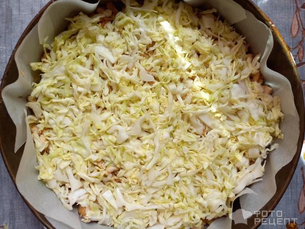 Рецепт: Пирог "Клюмс" - с курицей, капустой и картофелем