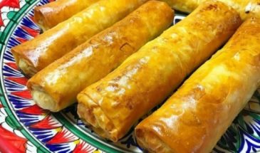 Трубочки с яблоками из теста фило