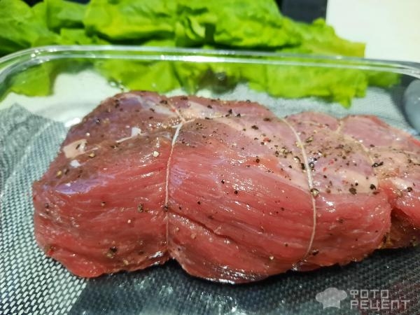 Рецепт: Ростбиф - Ро́стбиф (от англ. Roast beef — дословно «запечённая говядина»)