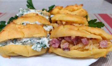 Картофельные профитроли с начинкой из ветчины