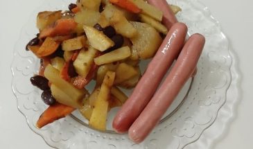 Рецепт: Картофель с луком, морковкой и фасолью жареная на сковороде — Оригинальный рецепт вкусного жареного картофеля