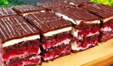 Шоколадный торт с вишней и кремом