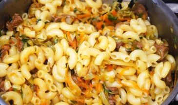 Макароны с мясом и капустой