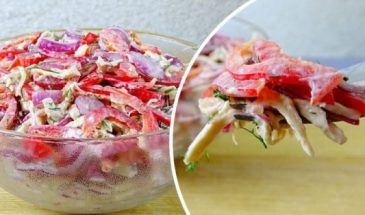 Салат с курицей и перцем