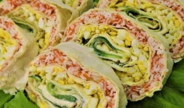Лаваш с крабовыми палочками и сыром