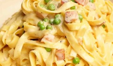 Очень вкусно: паста с горошком и ветчиной в сливочном соусе
