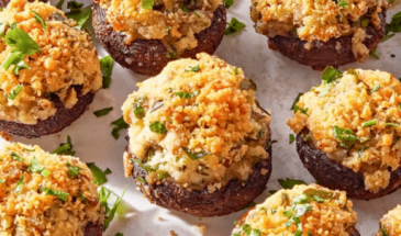 Вкусная и сытная закуска: рецепт запеченных шампиньонов с рисом