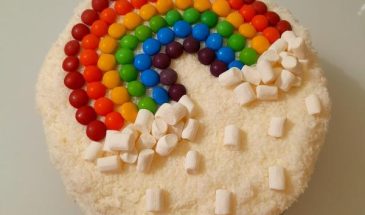 Рецепт: Торт на день рождения девочке «Радуга» — Торт для девочки 2 годика, сливочный крем, торт на день рождения своими руками, без мастики.