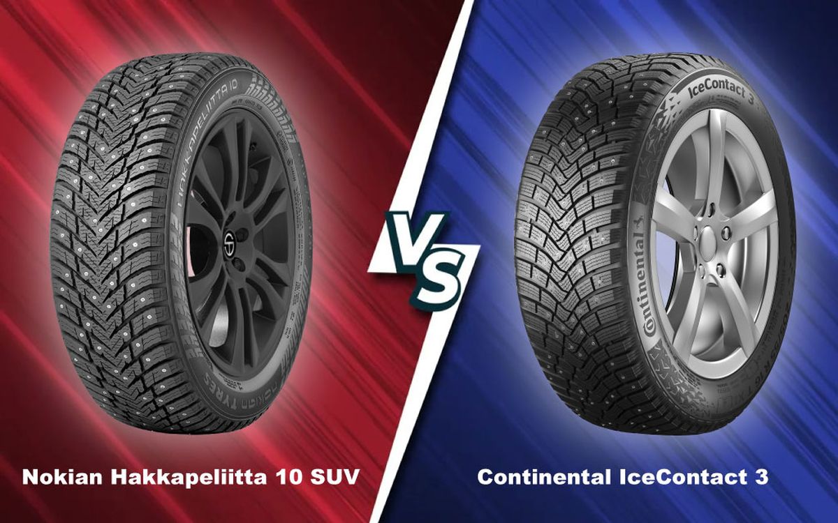Сравнение шипованной резины Nokian Hakkapeliitta 10 SUV и Continental IceContact 3