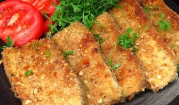 Шницели из баклажанов в ореховой панировке