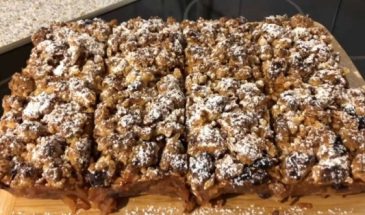 Насыпной пирог с яблоками и орехами