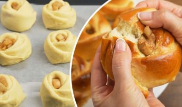 Пышные булочки с яблоками