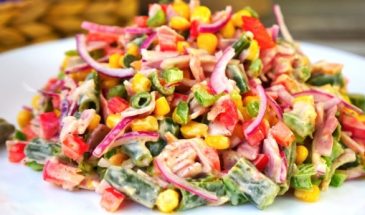 Салат «Радужный». Яркое блюдо на торжество: сытно и вкусно