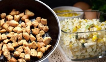 Салат с жареной курицей и кукурузой
