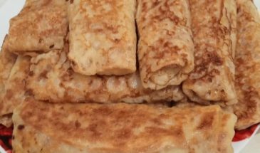 Рецепт: Блины — С мясом, на сливках и кипятке