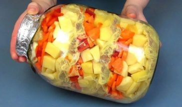 Мясо с картошкой в стеклянной банке