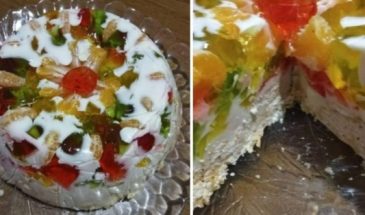 Простой торт с желе и фруктами