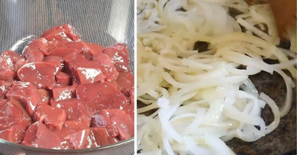 Печень с яблоками по-берлински