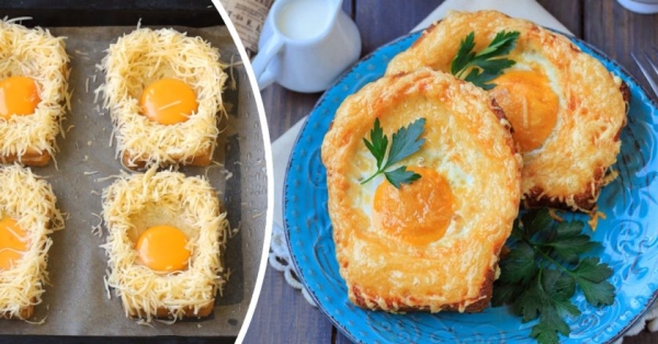Гренки с яйцом и сыром в духовке