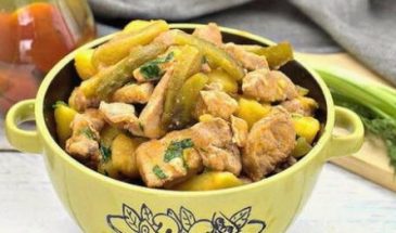 Азу из свинины с солеными огурцами по-татарски