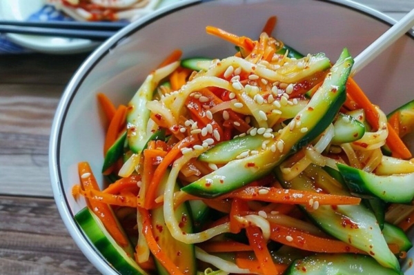 Салат из огурцов и моркови «Оксана»: приготовьте роскошную закуску за считанные минуты