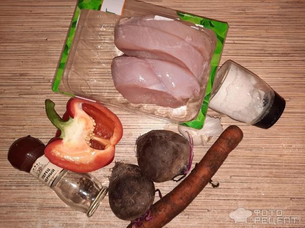 Рецепт: Борщ диетический — С индейкой, без картошки