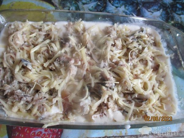 Рецепт: Заливной пирог - с картошкой и рыбой