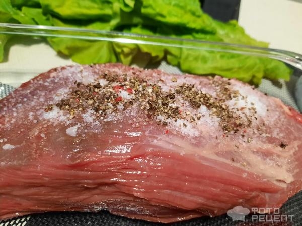 Рецепт: Ростбиф - Ро́стбиф (от англ. Roast beef — дословно «запечённая говядина»)