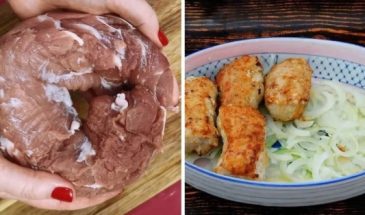 Мясные рулетики на луковой подушке