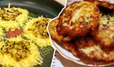 Драники с грибами и сыром на сковороде