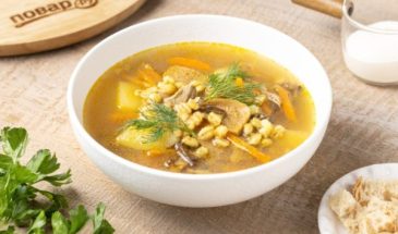 Грибной суп из сушеных грибов с перловкой