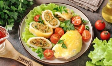 Кальмары фаршированные кабачками в духовке