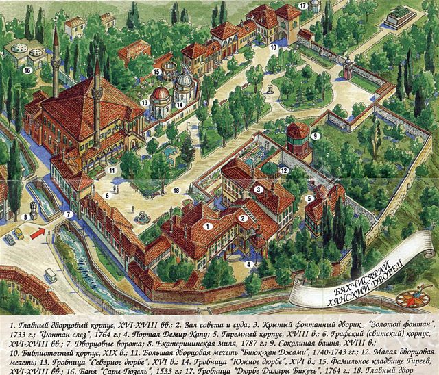 План-схема ханского дворца в Бахчисарае