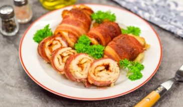 Куриные рулетики в беконе