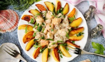Морской гребешок с картошкой и грибами