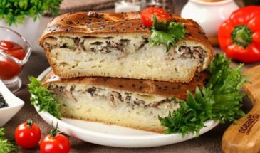 Пирог с сайрой и рисом