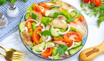 Салат из масляной рыбы холодного копчения