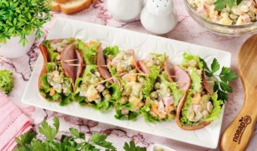 Салат-закуска «Оливье в ветчине»