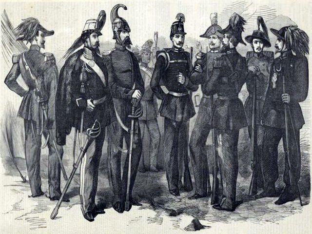 Офицеры Сардинского корпуса. Старинная гравюра